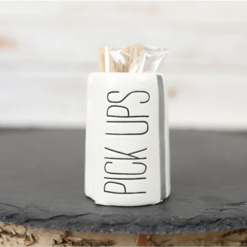 Bistro Ceramic PICK UPS Toothpick Holder with Toothpicks